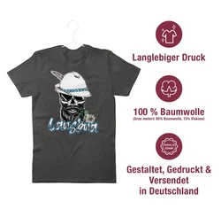 Shirtracer T-Shirt Lausbua Totenkopf Skull Bayrisch Lausbub Schlingel Mode für Oktoberfest Herren Grau/Hellgrau/Dunkelgrau/Schwarz