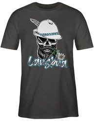 Shirtracer T-Shirt Lausbua Totenkopf Skull Bayrisch Lausbub Schlingel Mode für Oktoberfest Herren Grau/Hellgrau/Dunkelgrau/Schwarz