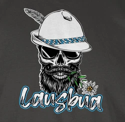 Shirtracer T-Shirt Lausbua Totenkopf Skull Bayrisch Lausbub Schlingel Mode für Oktoberfest Herren Grau/Hellgrau/Dunkelgrau/Schwarz