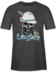 Shirtracer T-Shirt Lausbua Totenkopf Skull Bayrisch Lausbub Schlingel Mode für Oktoberfest Herren Grau/Hellgrau/Dunkelgrau/Schwarz