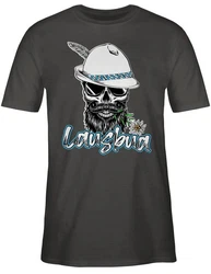 Shirtracer T-Shirt Lausbua Totenkopf Skull Bayrisch Lausbub Schlingel Mode für Oktoberfest Herren Grau/Hellgrau/Dunkelgrau/Schwarz