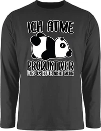 Rundhalsshirt Ich atme produktiver wird es nicht mehr mit Panda - wei Sprche Statement mit Spruch