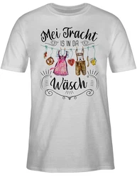 Shirtracer T-Shirt Mei Tracht is in da Wsch Mode für Oktoberfest Herren Hellblau/Creme/Weiß
