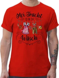 Shirtracer T-Shirt Mei Tracht is in da Wsch Mode für Oktoberfest Herren Rot/Dunkelrot/Rosa/Lila/Braun/Hellblau