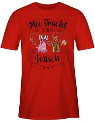 Shirtracer T-Shirt Mei Tracht is in da Wsch Mode für Oktoberfest Herren Rot/Dunkelrot/Rosa/Lila/Braun/Hellblau