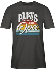Shirtracer T-Shirt Die besten Papas werden zum Opa befördert Grau/Braun