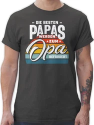 Shirtracer T-Shirt Die besten Papas werden zum Opa befördert Grau/Braun