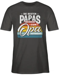 Shirtracer T-Shirt Die besten Papas werden zum Opa befördert Grau/Braun
