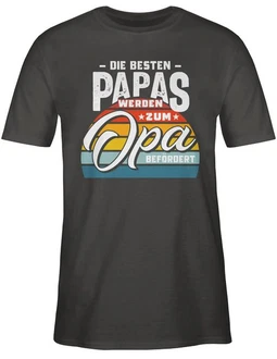Shirtracer T-Shirt Die besten Papas werden zum Opa befördert Grau/Braun