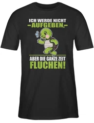 Shirtracer T-Shirt Ich werde nicht aufgeben aber die ganze Zeit fluchen! - Sprche Statement Gelb/Neonfarben/Grün/Grau
