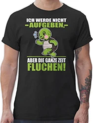 Shirtracer T-Shirt Ich werde nicht aufgeben aber die ganze Zeit fluchen! - Sprche Statement Gelb/Neonfarben/Grün/Grau