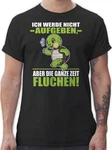 Shirtracer T-Shirt Ich werde nicht aufgeben aber die ganze Zeit fluchen! - Sprche Statement Gelb/Neonfarben/Grün/Grau