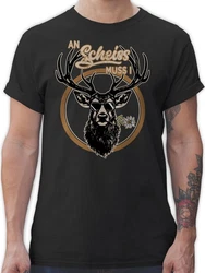 Shirtracer T-Shirt An Schei muss i Hirschgeweih Mode fr Oktoberfest Herren Blau/Schwarz