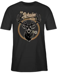 Shirtracer T-Shirt An Schei muss i Hirschgeweih Mode fr Oktoberfest Herren Blau/Schwarz