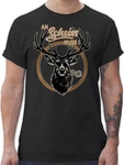 Shirtracer T-Shirt An Schei muss i Hirschgeweih Mode fr Oktoberfest Herren Blau/Schwarz
