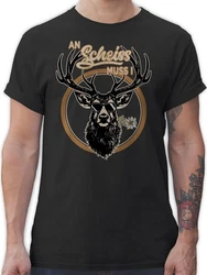 Shirtracer T-Shirt An Schei muss i Hirschgeweih Mode fr Oktoberfest Herren Blau/Schwarz