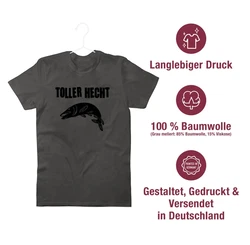 Shirtracer T-Shirt Toller Hecht Angler Geschenke Grau