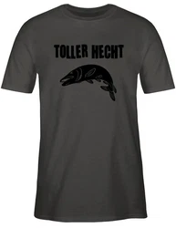 Shirtracer T-Shirt Toller Hecht Angler Geschenke Grau