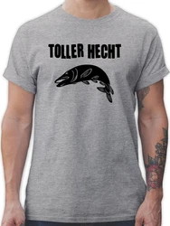 Shirtracer T-Shirt Toller Hecht Angler Geschenke Grau