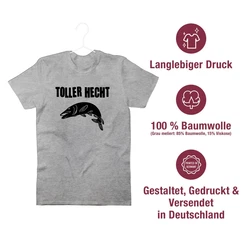 Shirtracer T-Shirt Toller Hecht Angler Geschenke Grau