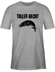 Shirtracer T-Shirt Toller Hecht Angler Geschenke Grau