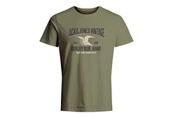 JACK & JONES T-Shirt 'JPRBLUHUDSON' Crew Neck Dunkelgrün/Khaki