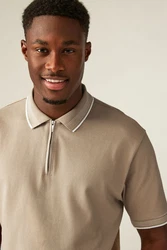 Next Poloshirt Strukturiertes Polo-Shirt Khaki/Braun/Beige