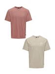 ONLY & SONS T-Shirt 2er-Set Rundhals (2-tlg) (7730) Beige/Rot (7730)