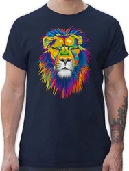 Shirtracer T-Shirt Löwe Lion Dschungel Wildnis Braun/Dunkelblau