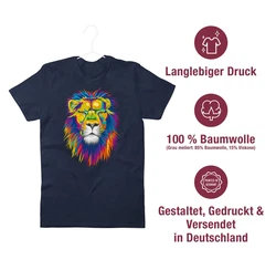 Shirtracer T-Shirt Löwe Lion Dschungel Wildnis Braun/Dunkelblau