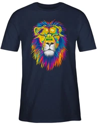 Shirtracer T-Shirt Löwe Lion Dschungel Wildnis Braun/Dunkelblau