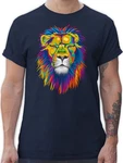 Shirtracer T-Shirt Löwe Lion Dschungel Wildnis Braun/Dunkelblau