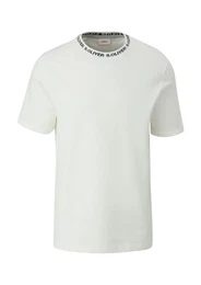 T-Shirt - kurzarm Baumwollstretch-Shirt mit Schriftprintkragen