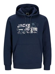 JACK & JONES Sweatshirt JCOOUTDOOR LOGO SWEAT HOOD SN Dunkelblau/Blau