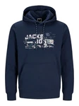 JACK & JONES Sweatshirt JCOOUTDOOR LOGO SWEAT HOOD SN Dunkelblau/Blau
