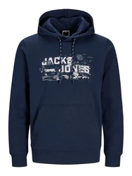 JACK & JONES Sweatshirt JCOOUTDOOR LOGO SWEAT HOOD SN Dunkelblau/Blau