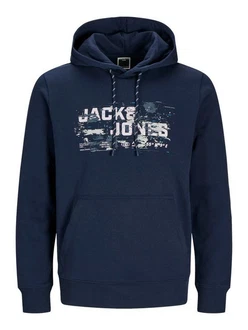 JACK & JONES Sweatshirt JCOOUTDOOR LOGO SWEAT HOOD SN Dunkelblau/Blau