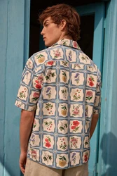 Next Kurzarmhemd Blau/Hellblau/Beige