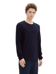 Strickpullover structured roll edge knit, sky captain blue