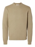 SELECTED HOMME Rundhalspullover SLHDANE Khaki/Beige SELECTED HOMME Rundhalspullover SLHDANE Khaki/Beige