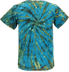 Guru-Shop T-Shirt Herren Kurzarm Tie Dye Türkis/Grün/Blau