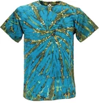 Guru-Shop T-Shirt Herren Kurzarm Tie Dye Türkis/Grün/Blau