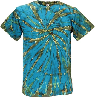 Guru-Shop T-Shirt Herren Kurzarm Tie Dye Türkis/Grün/Blau Guru-Shop T-Shirt Herren Kurzarm Tie Dye Türkis/Grün/Blau