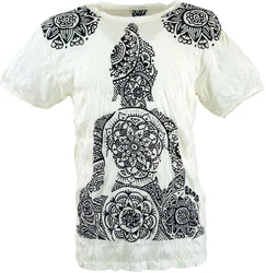 Guru-Shop T-Shirt Sure Herren T-Shirt Mandala Buddha weiß