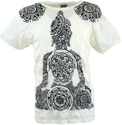 Guru-Shop T-Shirt Sure Herren T-Shirt Mandala Buddha weiß