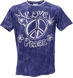 Guru-Shop T-Shirt Mirror Herren Yoga Shirt blau