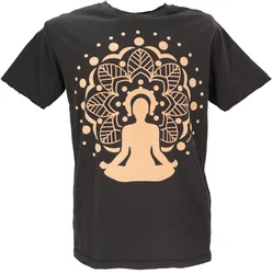 Guru-Shop T-Shirt Mirror Herren Yoga Shirt Rot/Schwarz/Beige
