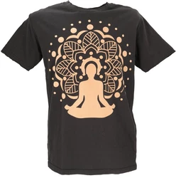 Guru-Shop T-Shirt Mirror Herren Yoga Shirt Rot/Schwarz/Beige