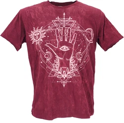 Guru-Shop T-Shirt Mirror Herren Yoga Shirt Dunkelrot/Bordeaux/Rosa/Lila/Rot