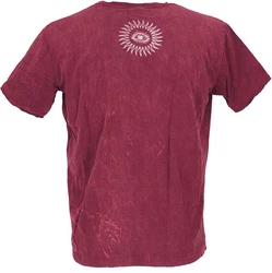 Guru-Shop T-Shirt Mirror Herren Yoga Shirt Dunkelrot/Bordeaux/Rosa/Lila/Rot